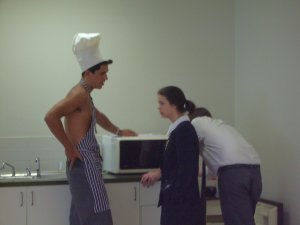 Rohan the Naked Chef, Nat and Andrew next to the “fan-forced oven”