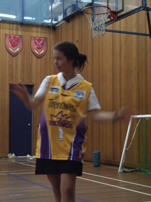 Nat Moss, female school captain 2005, wearing a Bake the Cake jersey