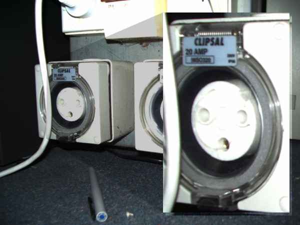 A 20 amp power socket with three cores