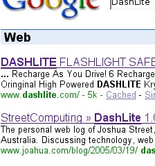 A screenshot of Google's results for DashLite