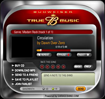 A screenshot of the GarageBand Flash player, about to be discussed