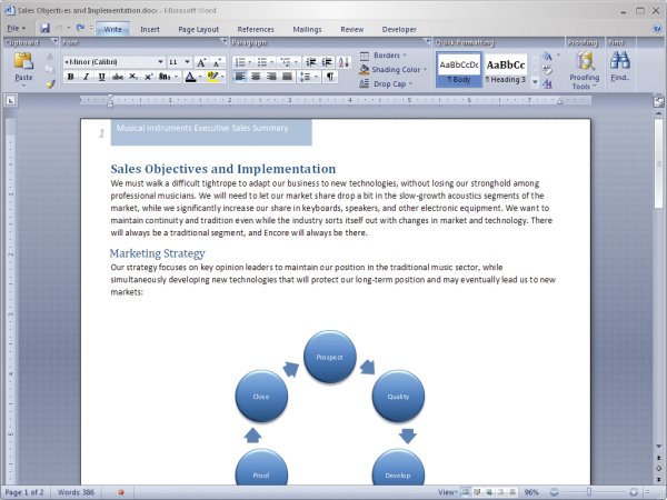 A screenshot of Word in Office 12