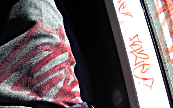 Graffiti projected onto my leg