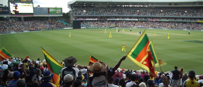 Sri Lankans waving flags