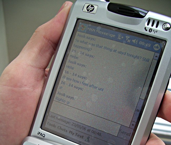 iPaq with Windows Mobile 2003 running MSN Messenger