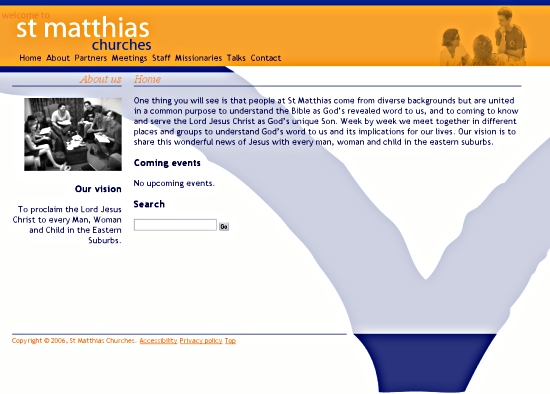 Screenshot: New St Matthias website