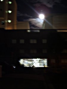 Lense flare at night from a bright moon