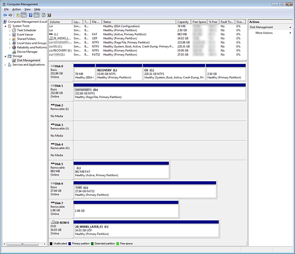 Disk Management Windows Vista on my Dell laptop