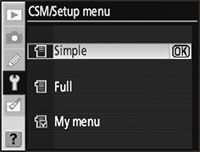 Nikon D60 CSM/Setup menu